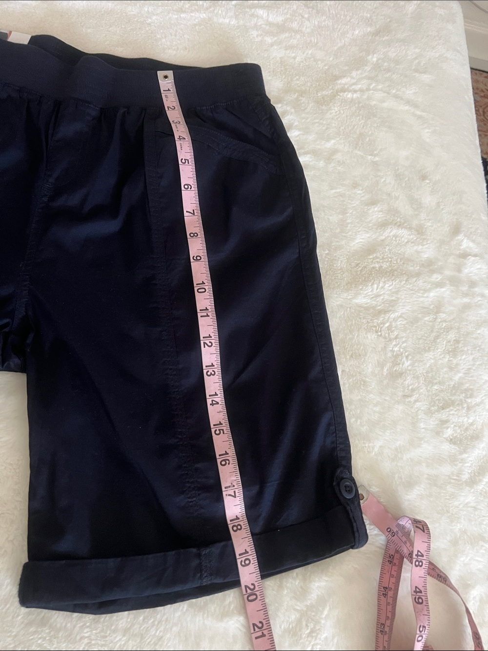 NWT Briggs Navy Elastic-Waist Bermuda Shorts with Roll-Cuff with pocket size S - Picture 8 of 16